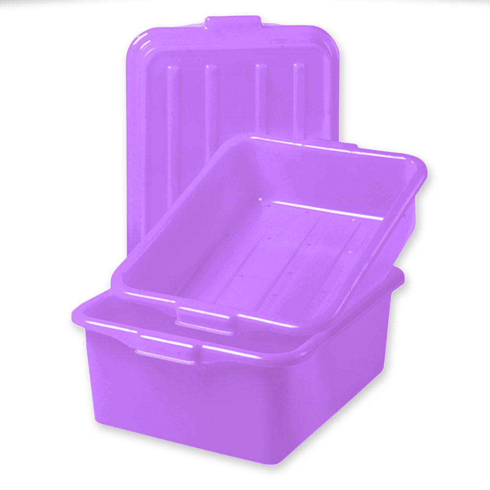 Vollrath 1535-C80 Color-Mate Food Storage Box Combo - 5" Drain, 7" Box, Snap-On Lid, Purple