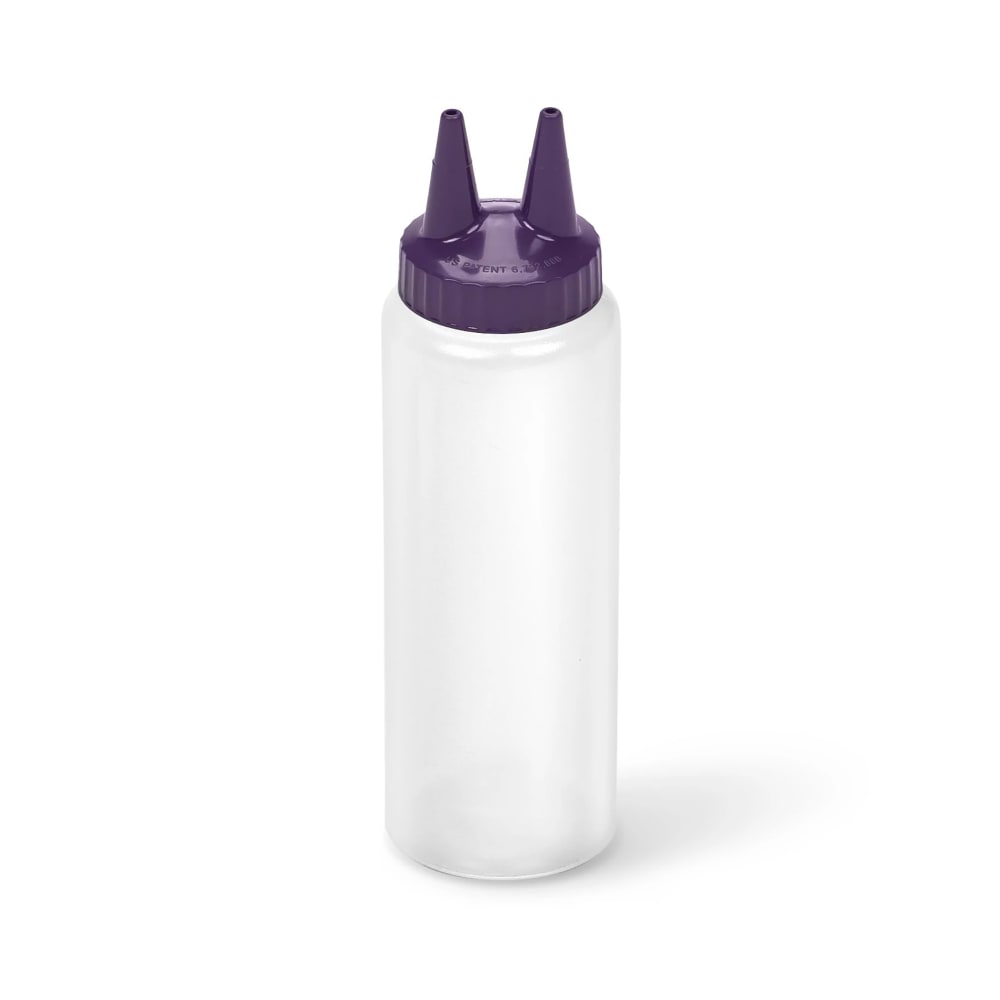 Vollrath 2208-1354 8 oz Twin Tip Squeeze Bottle - Clear with Purple Cap