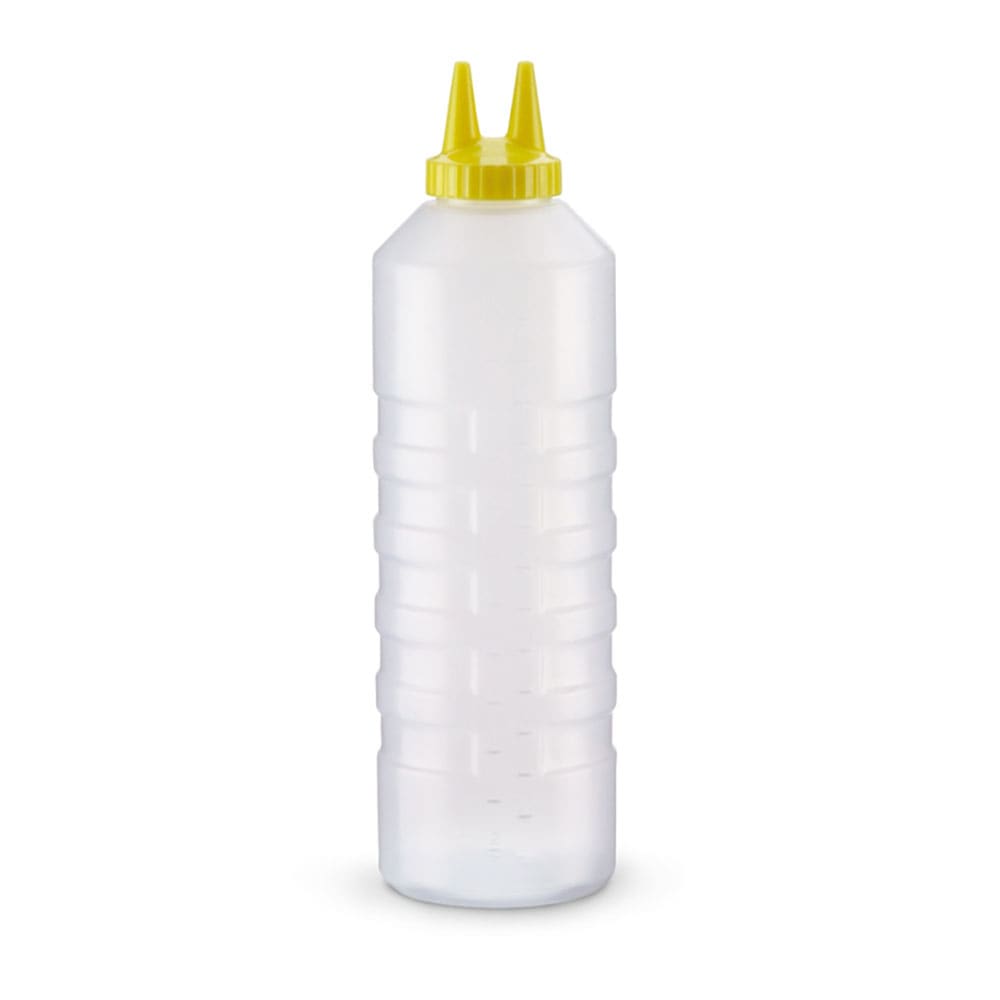 Vollrath 2224-1308 24 oz Twin Tip Squeeze Bottle - Clear with Yellow Cap