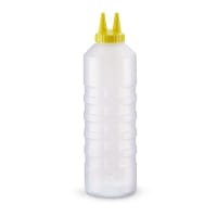 Vollrath 2224-1308 24 oz Twin Tip Squeeze Bottle - Clear with Yellow Cap thumbnail 2