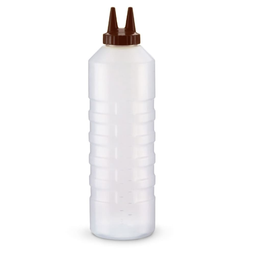 Vollrath 2232-1301 32 oz Twin Tip Squeeze Bottle - Clear with Brown Cap