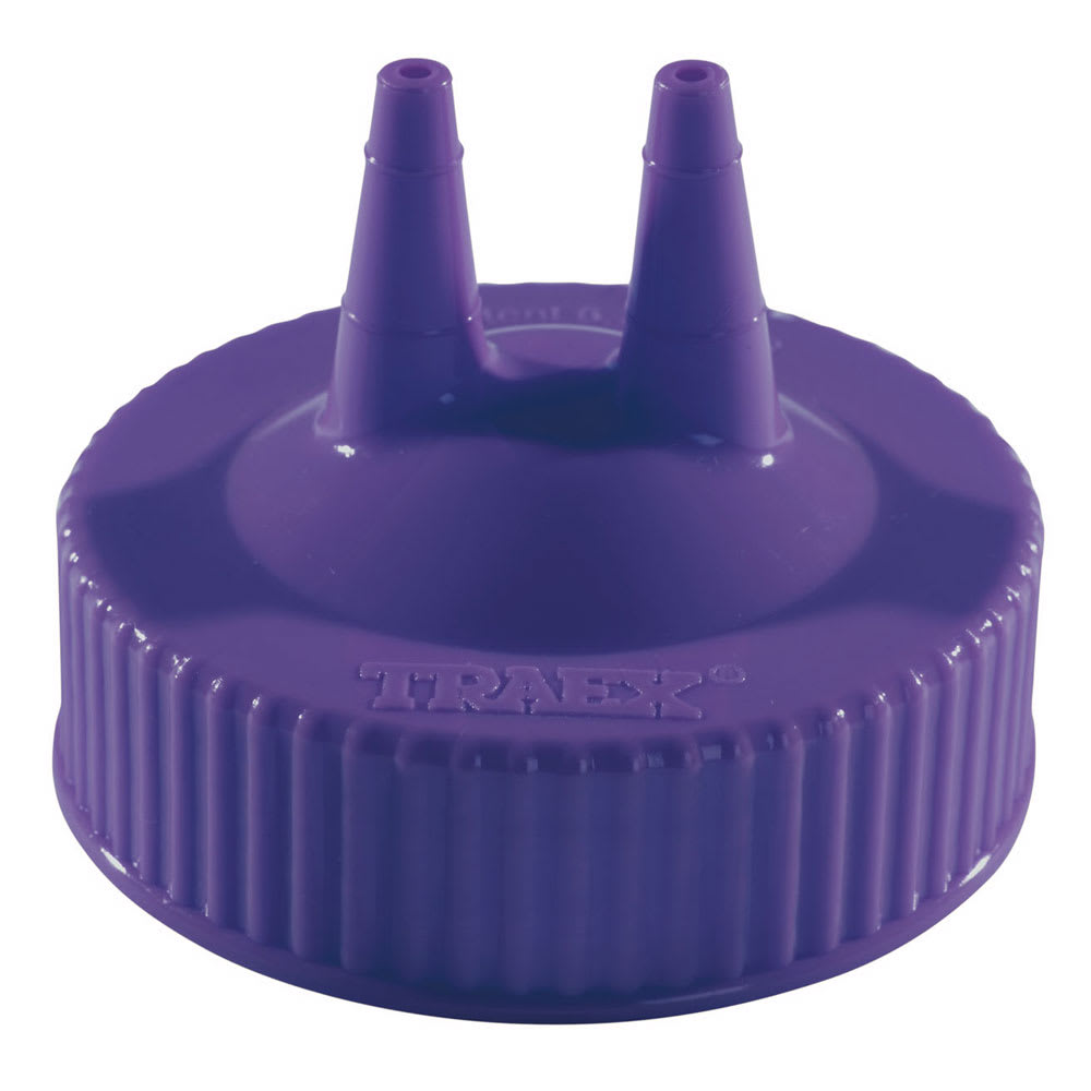 Vollrath 2300-54 Twin Tip Squeeze Bottle Replacement Cap - Wide Mouth, 16 32 oz, Purple