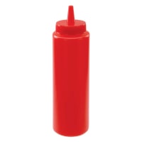 Vollrath 2808-02 8 oz Squeeze Dispenser - Red Cap, Red thumbnail 2
