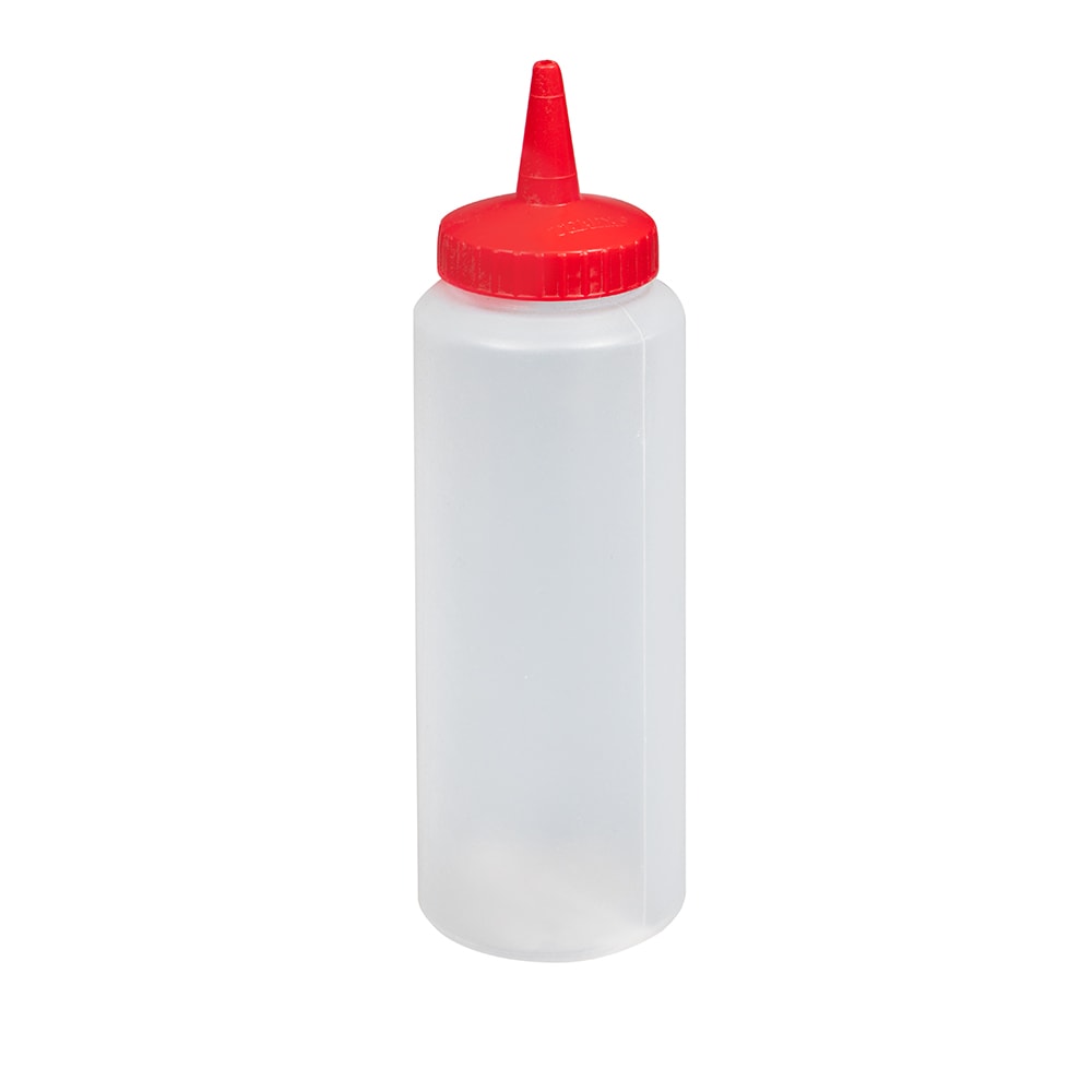 Vollrath 2808-1302 8 oz Squeeze Dispenser - Red Cap, Clear
