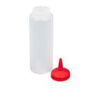 Vollrath 2808-1302 8 oz Squeeze Dispenser - Red Cap, Clear thumbnail 2