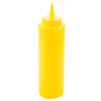 Vollrath 2812-08 12 oz Squeeze Dispenser - Yellow Cap, Yellow thumbnail 2