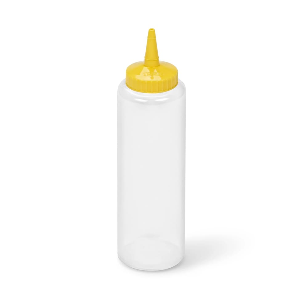 Vollrath 2812-1308 12 oz Squeeze Dispenser - Yellow Cap, Clear