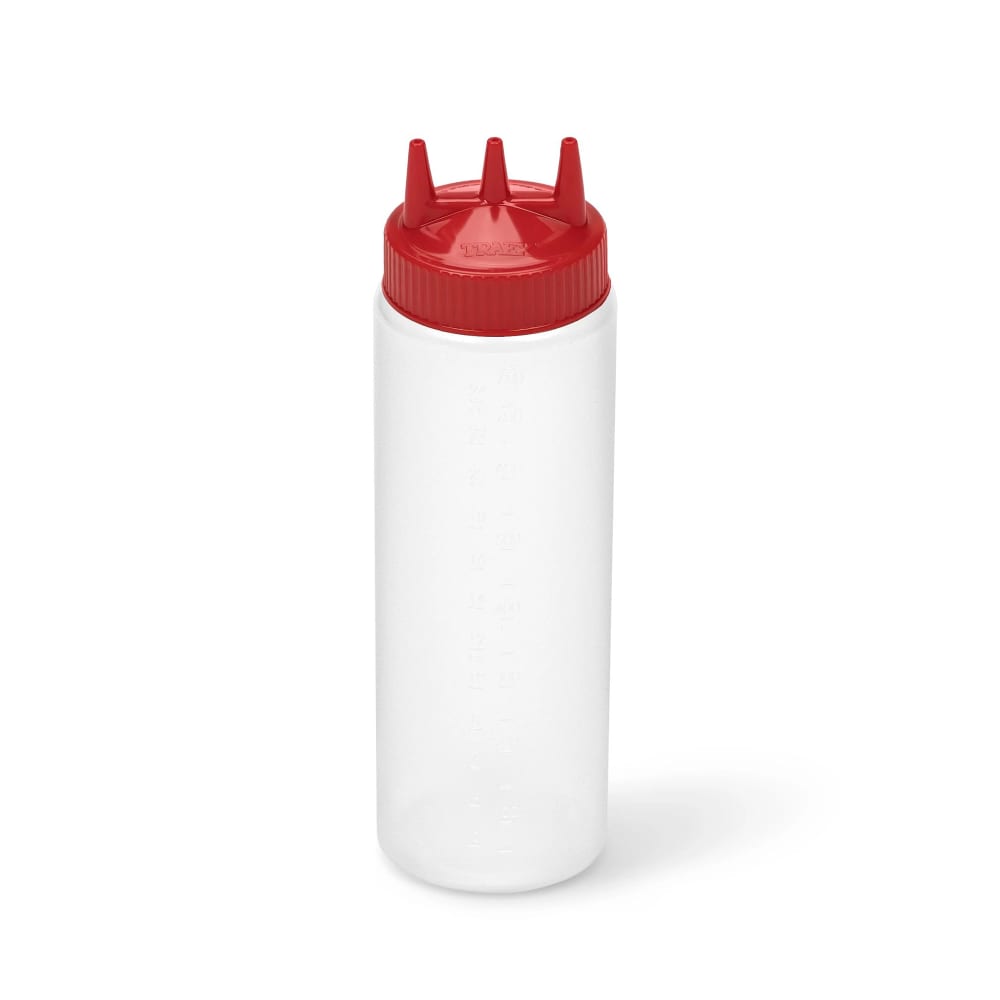 Vollrath 3324-1302 24 oz Squeeze Dispenser - Wide Mouth, Red Cap, Clear