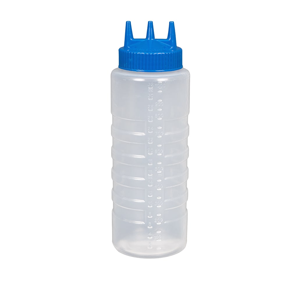 Vollrath 3332-1344 32 oz Squeeze Dispenser - Wide Mouth, Blue Cap, Clear