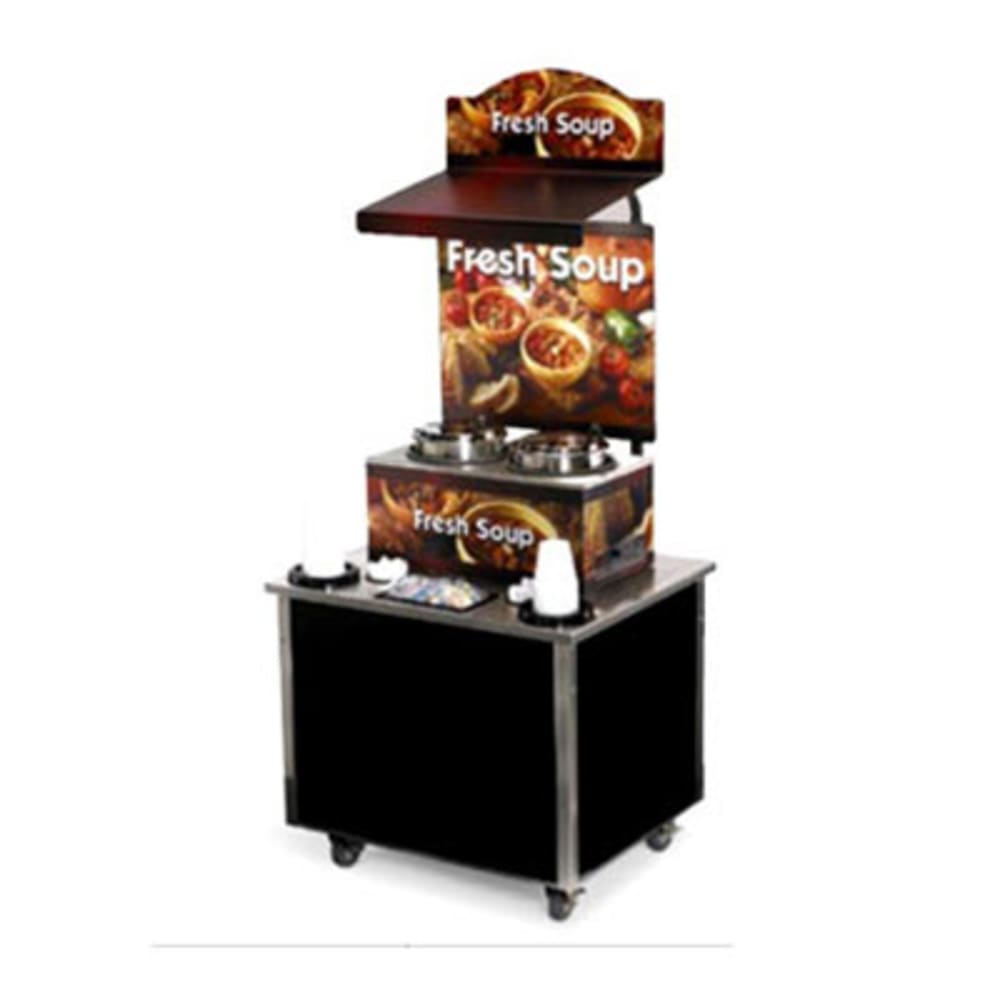 Vollrath 3702803 Soup Kiosk Merchandiser with Country Kitchen Graphics - Cup/Bowl Dispenser, 34" x 28" x 78"