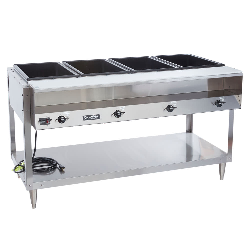 Vollrath 38004 61 1/4" Hot Food Table w/ (4) Wells & Cutting Board, 120v
