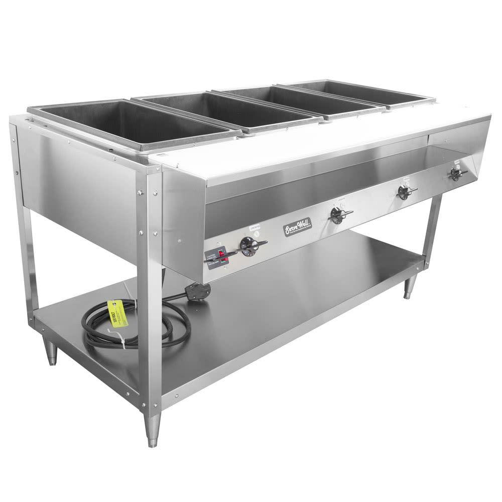 Vollrath 38118 61 1/4" Hot Food Table w/ (4) Wells & Cutting Board, 208 240v/1ph
