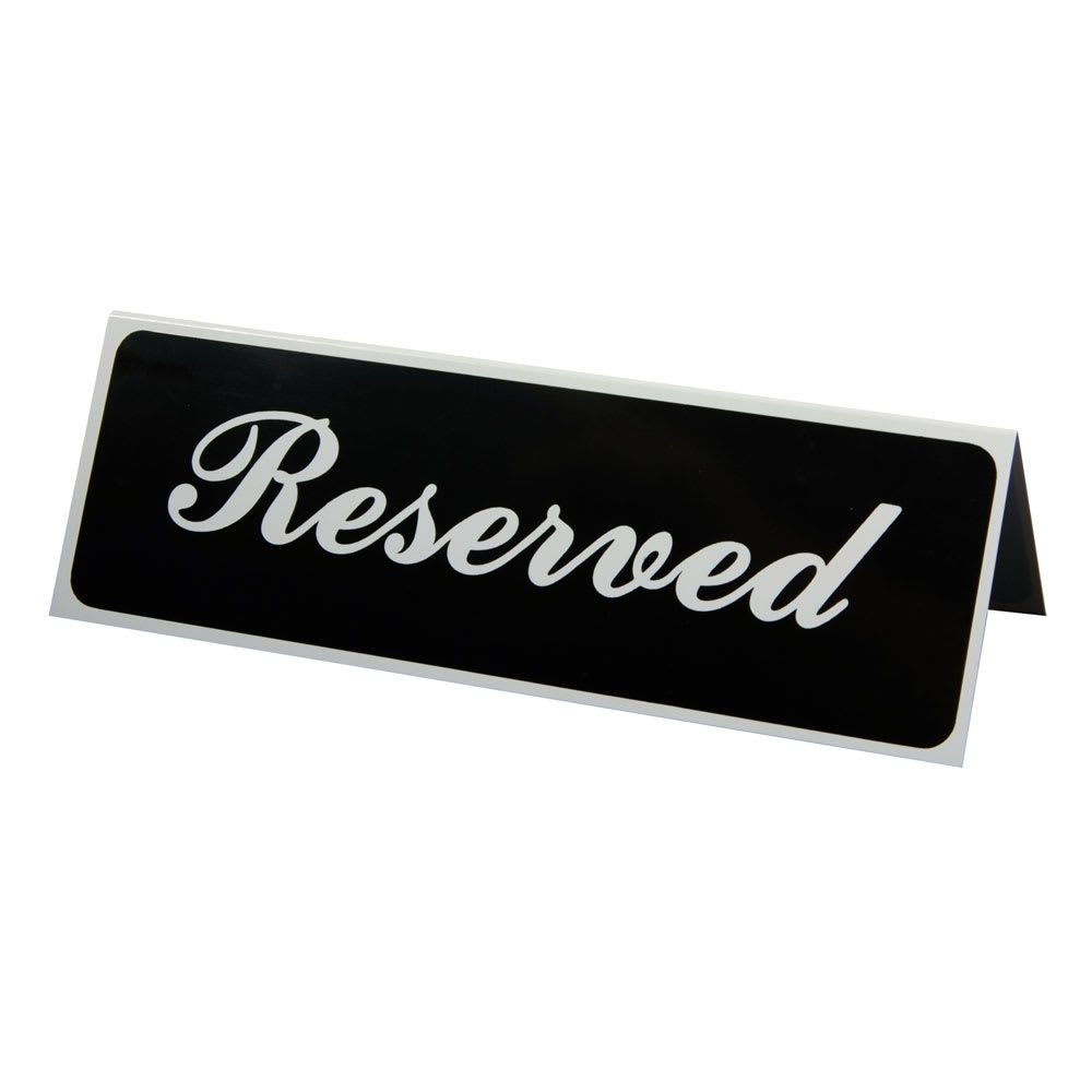Vollrath 4135 Tabletop Reserved Sign - 3" x 9"