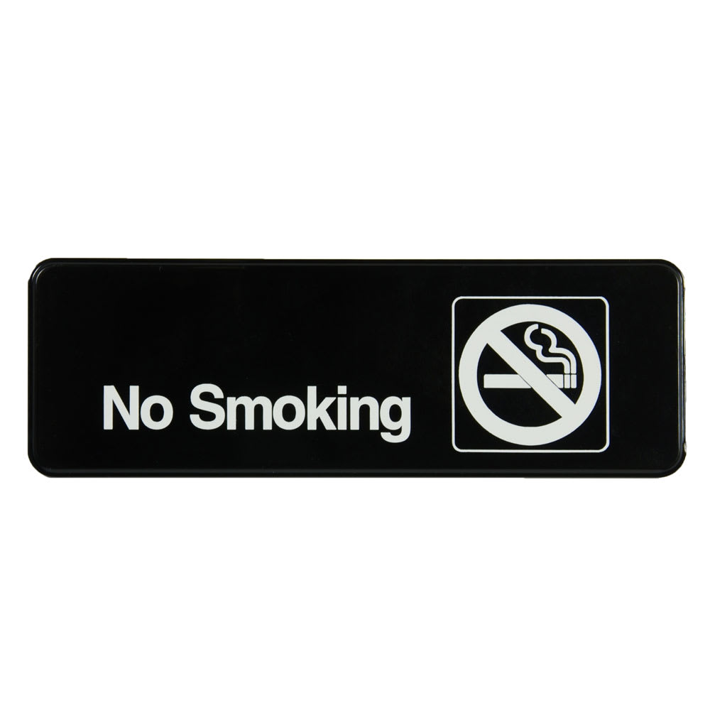 Vollrath 4513 No Smoking Sign - 3x9" White on Black
