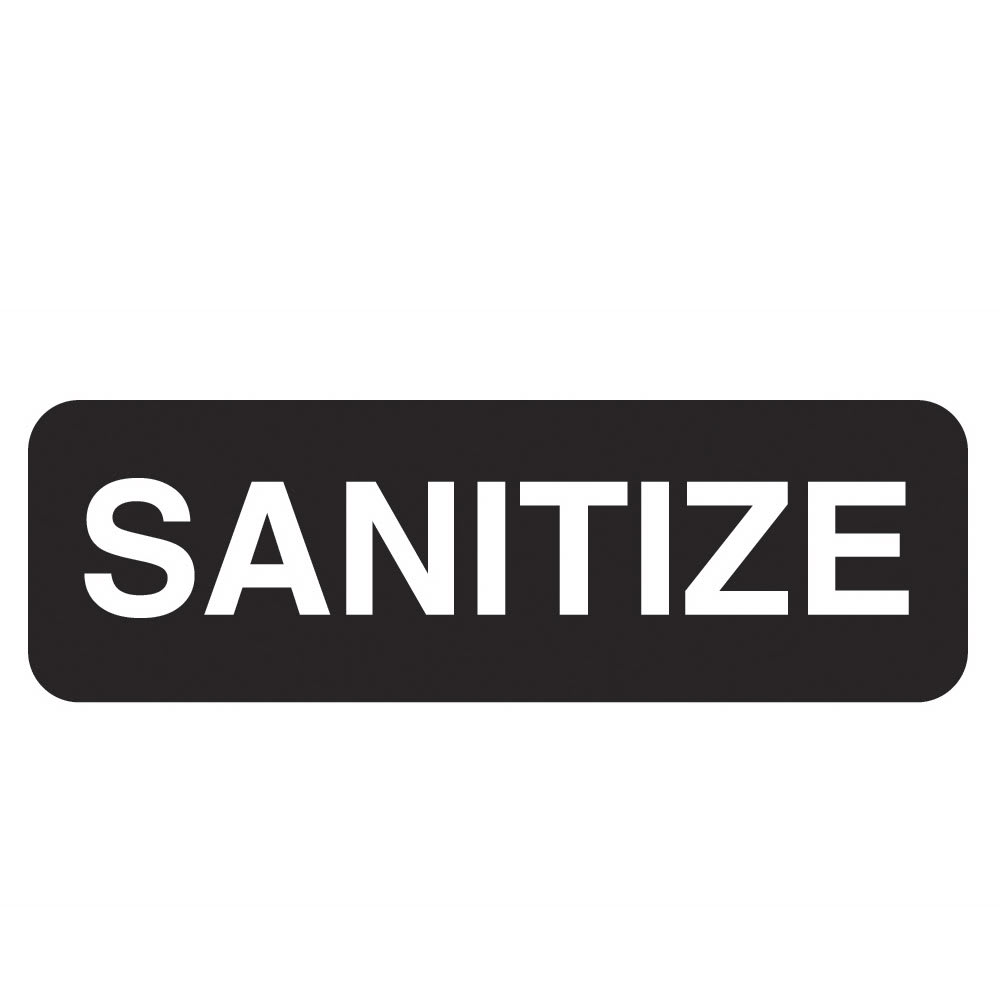 Vollrath 4519 Sanitize Sign - 3" x 9", White on Black