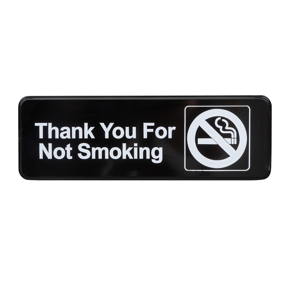 Vollrath 4521 Thank You for Not Smoking Sign - 3x9" White on Black