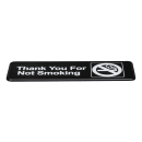 Vollrath 4521 Thank You for Not Smoking Sign - 3x9" White on Black thumbnail 3