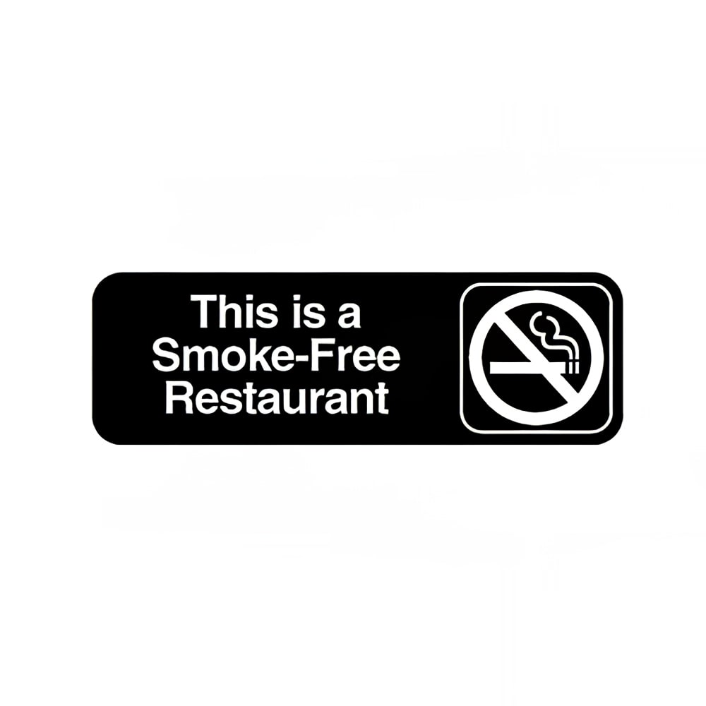 Vollrath 4524 Smoke-Free Restaurant Sign - 3x9" White on Black