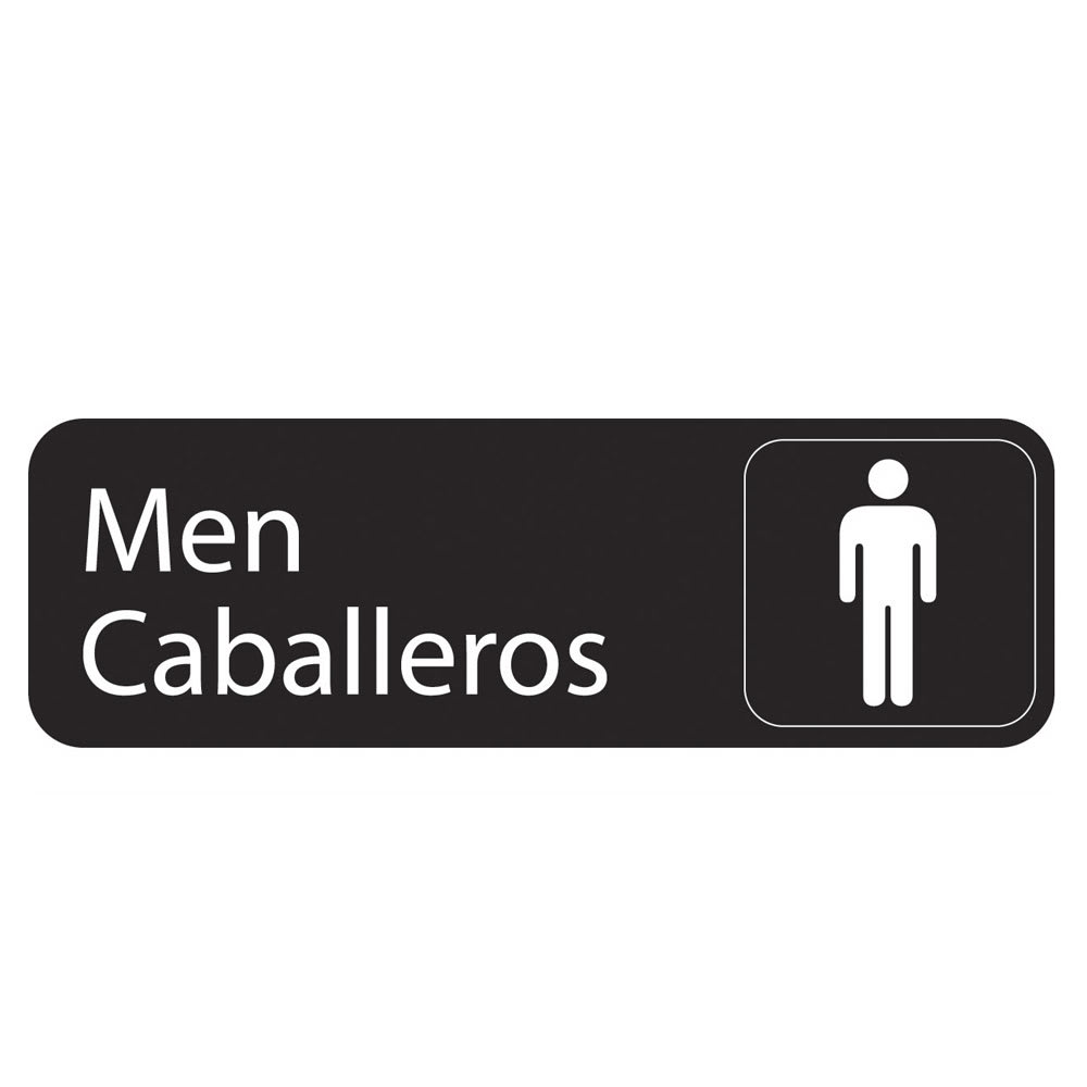 Vollrath 4566 Men/Caballeros Sign - 3" x 9" White on Black