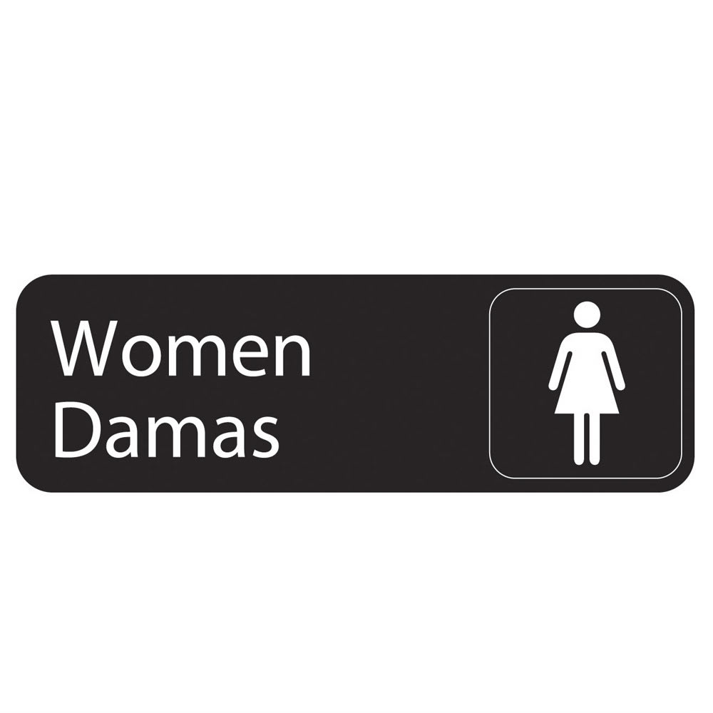 Vollrath 4567 Women/Damas Sign  - 3" x 9" White on Black