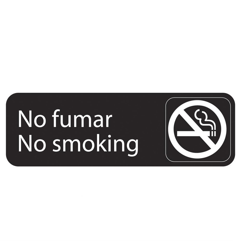 Vollrath 4589 No Fumar/No Smoking Sign - 3x9" White on Black