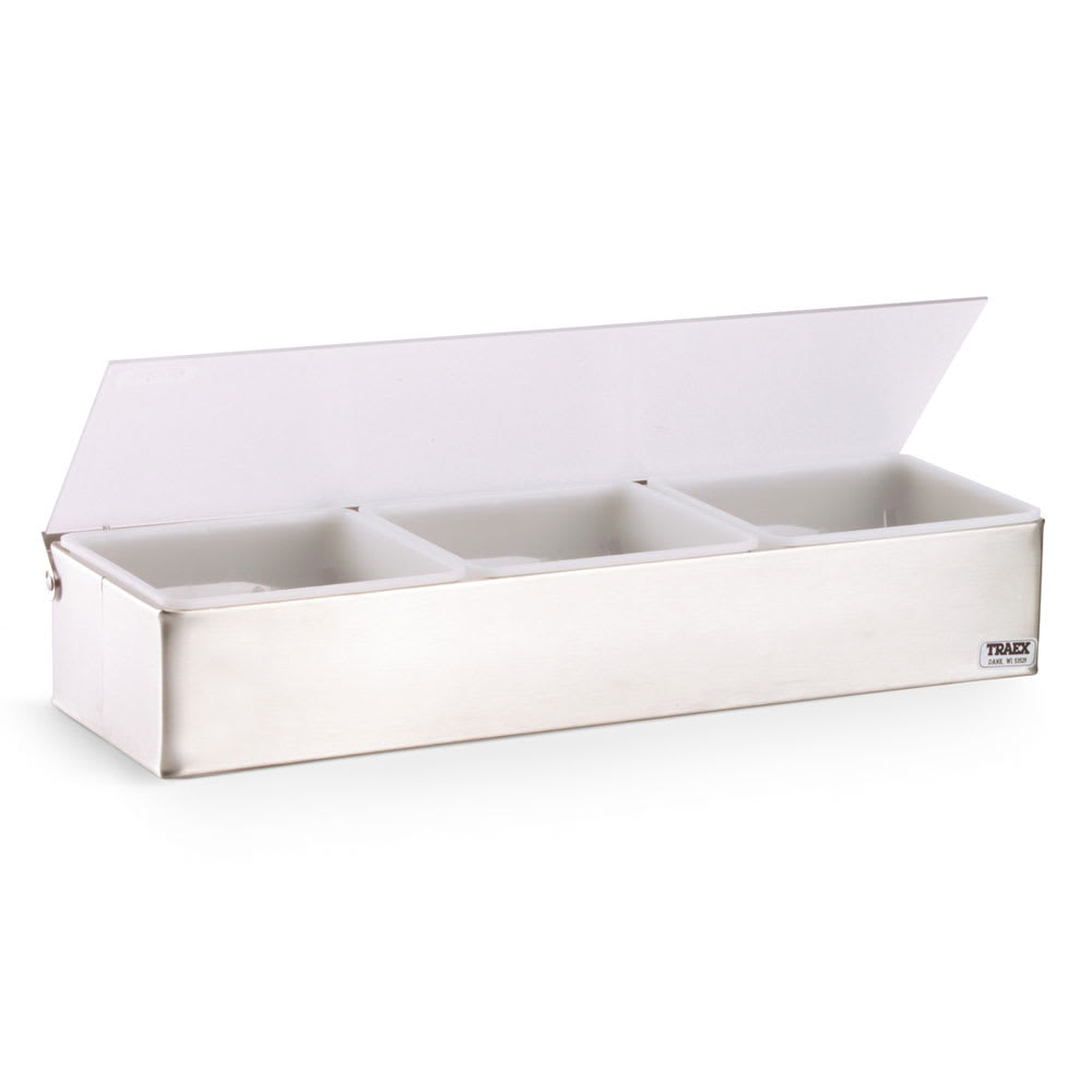 Vollrath 4705 (3) Compartment Bar Garnish Tray - Flat Hinged Lid