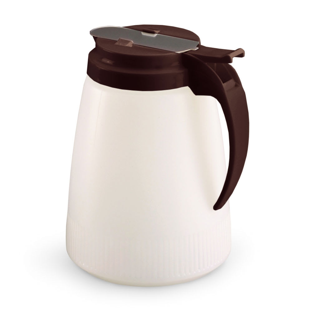 Vollrath 4748-01 48 oz Dripcut® Cylindrical Dripcut Server - White Polyethylene, Brown Plastic Top