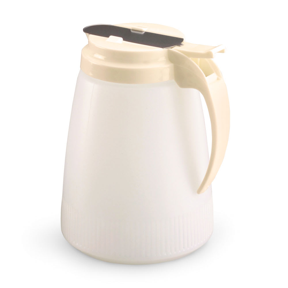 Vollrath 4748-18 48 oz Dripcut® Cylindrical Dripcut Server - White Polyethylene, Almond Plastic Top
