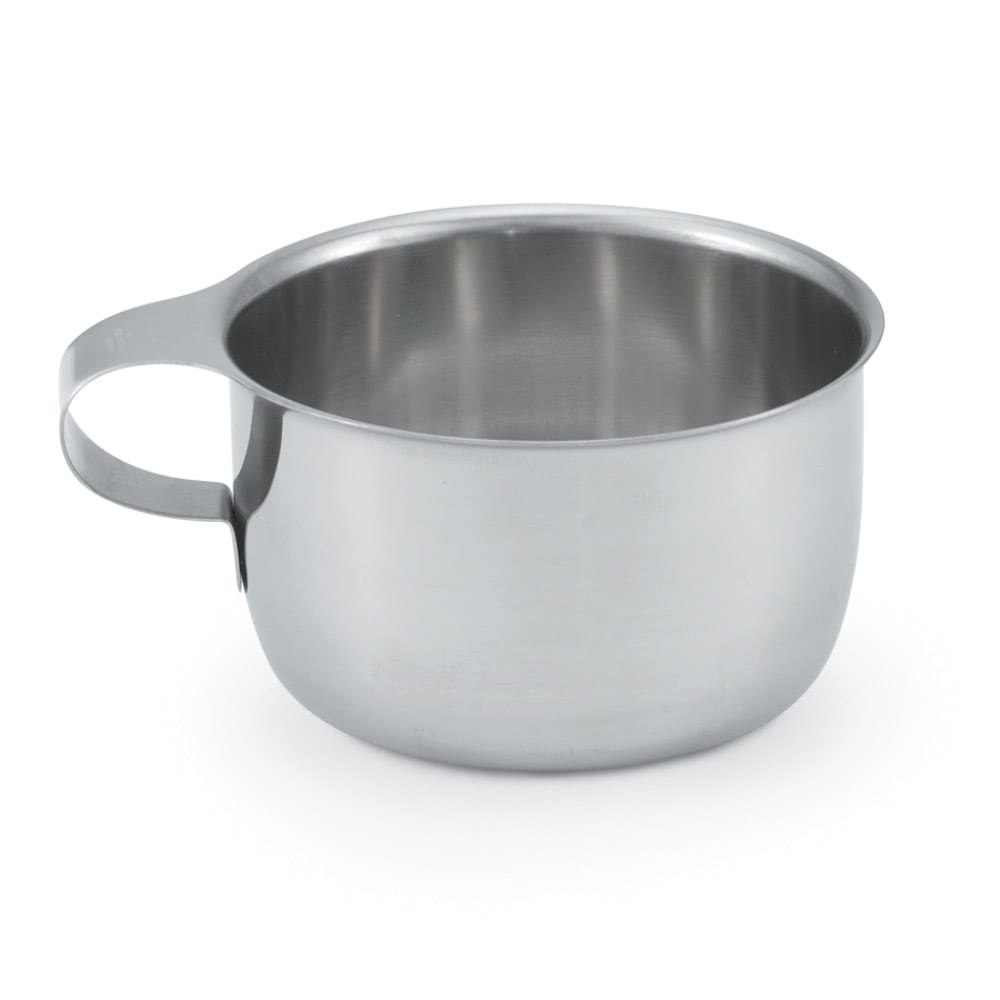 Vollrath 47555 9 oz Round Drinking/Soup Cup - Integral Handle, Stainless