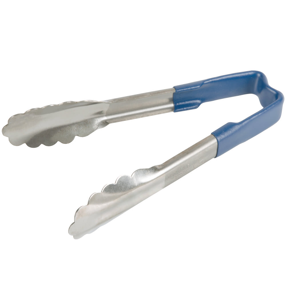 Vollrath 4780630 6"L Stainless Steel Utility Tongs - Blue