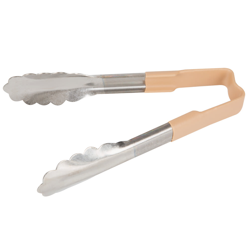 Vollrath 4780660 6"L Stainless Steel Utility Tongs - Tan