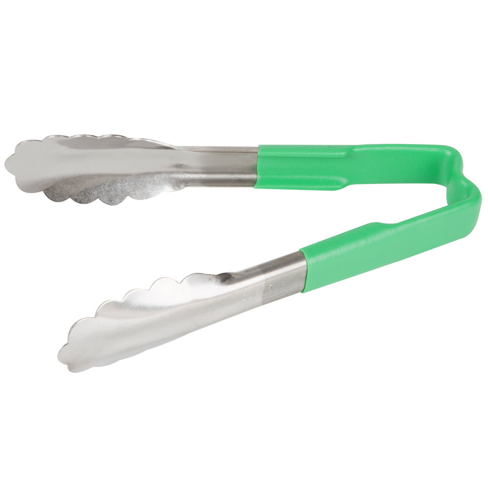 Vollrath 4780670 6"L Stainless Steel Utility Tongs - Green
