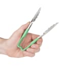 Vollrath 4780670 6"L Stainless Steel Utility Tongs - Green thumbnail 4