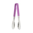 Vollrath 4780980 9 1/2"L Stainless Steel Utility Tongs - Purple thumbnail 2