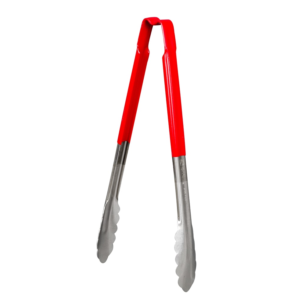 Vollrath 4781240 12"L Stainless Steel Utility Tongs - Red