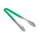 Vollrath 4781270 12"L Stainless Steel Utility Tongs - Green thumbnail 3