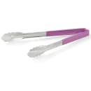 Vollrath 4781280 12"L Stainless Steel Utility Tongs - Purple thumbnail 2