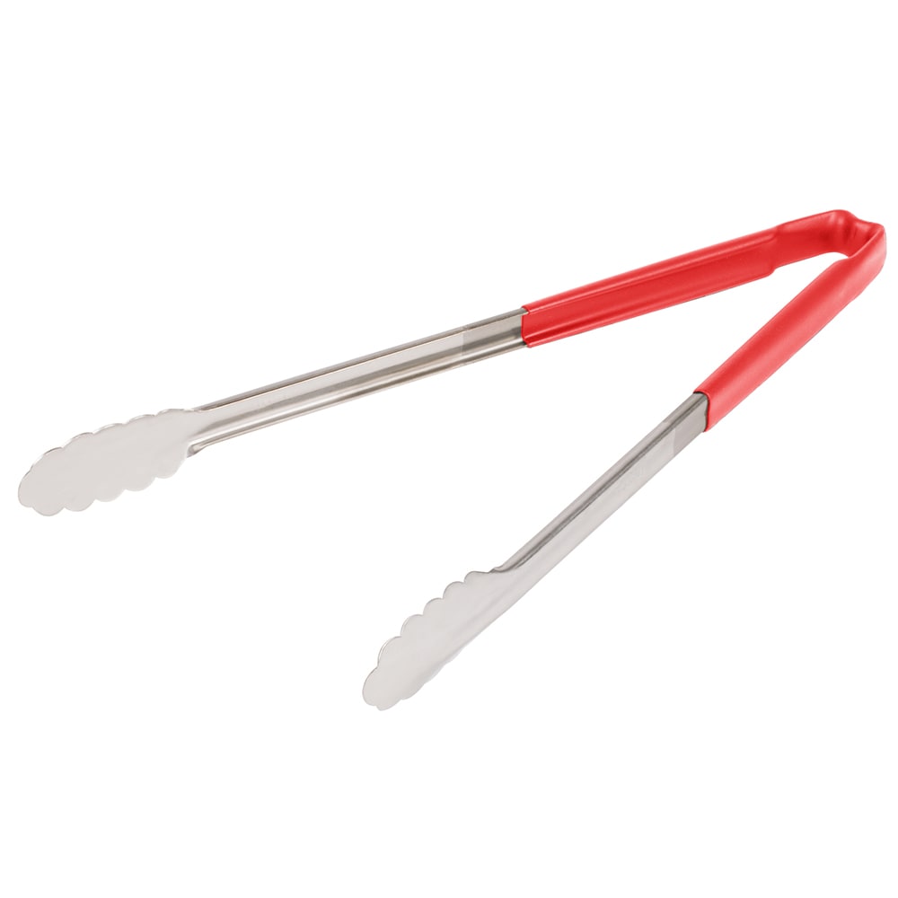 Vollrath 4781640 16"L Stainless Steel Utility Tongs - Red