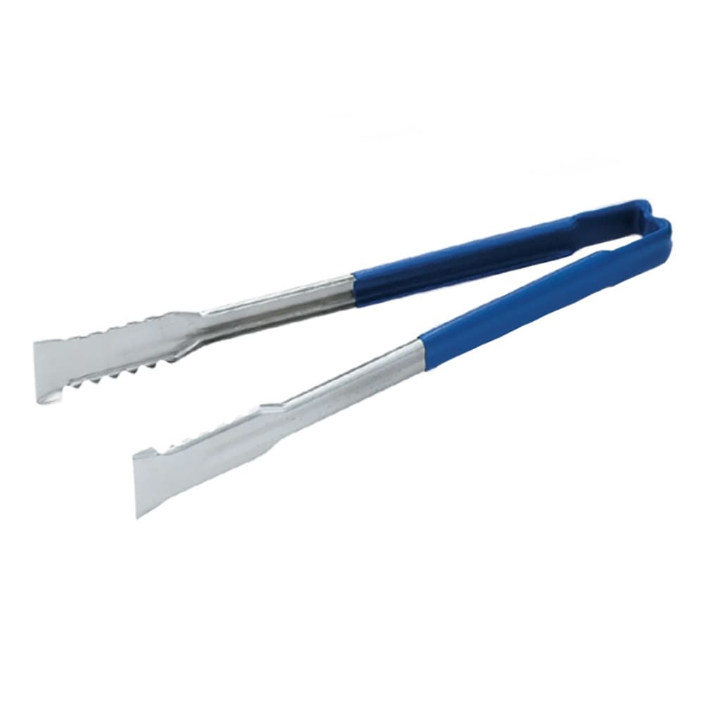 Vollrath 4790930 9 1/2"L Stainless Steel Utility Tongs - Blue