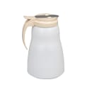 Vollrath 4864-18 64 oz Dripcut® Cylindrical Dripcut Server - White Polyethylene, Almond Plastic Top thumbnail 4