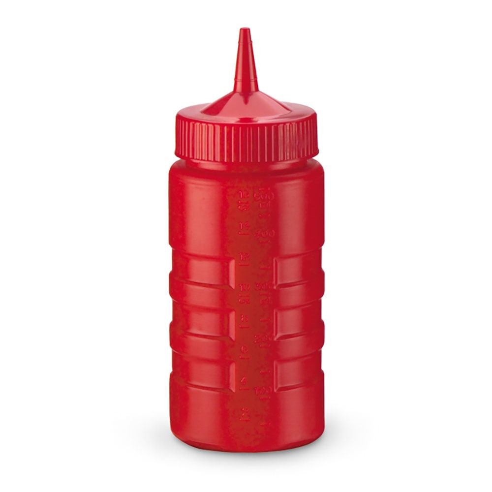 Vollrath 4916-02 16 oz Squeeze Bottle Dispenser - Wide Mouth, Red with Red Cap
