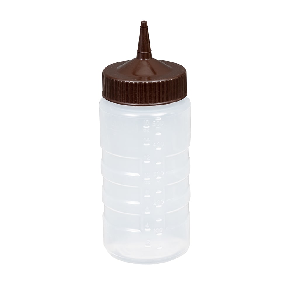 Vollrath 4916-1301 16 oz Squeeze Bottle Dispenser - Wide Mouth, Clear with Brown Cap