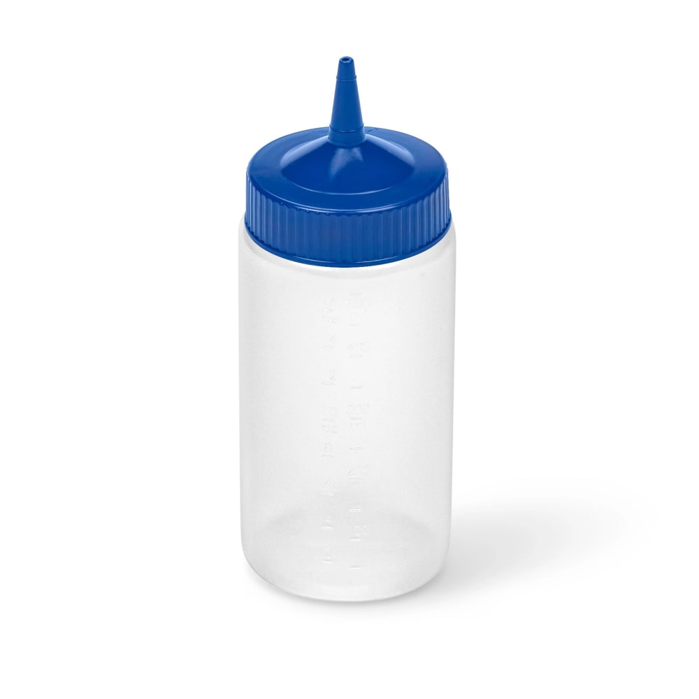 Vollrath 4916-1344 16 oz Squeeze Bottle Dispenser - Wide Mouth, Clear with Blue Cap