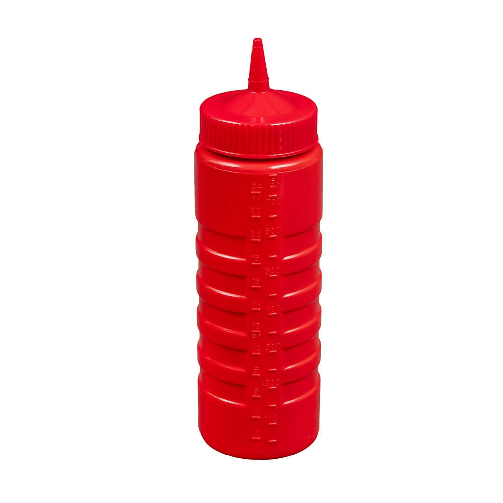 Vollrath 4924-02 24 oz Squeeze Bottle Dispenser - Wide Mouth, Red with Red Cap