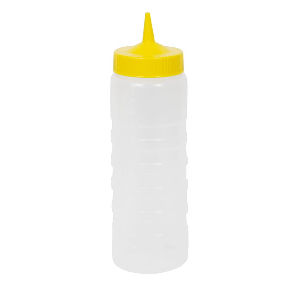 Vollrath 4924-1308 24 oz Squeeze Bottle Dispenser - Wide Mouth, Clear with Yellow Cap