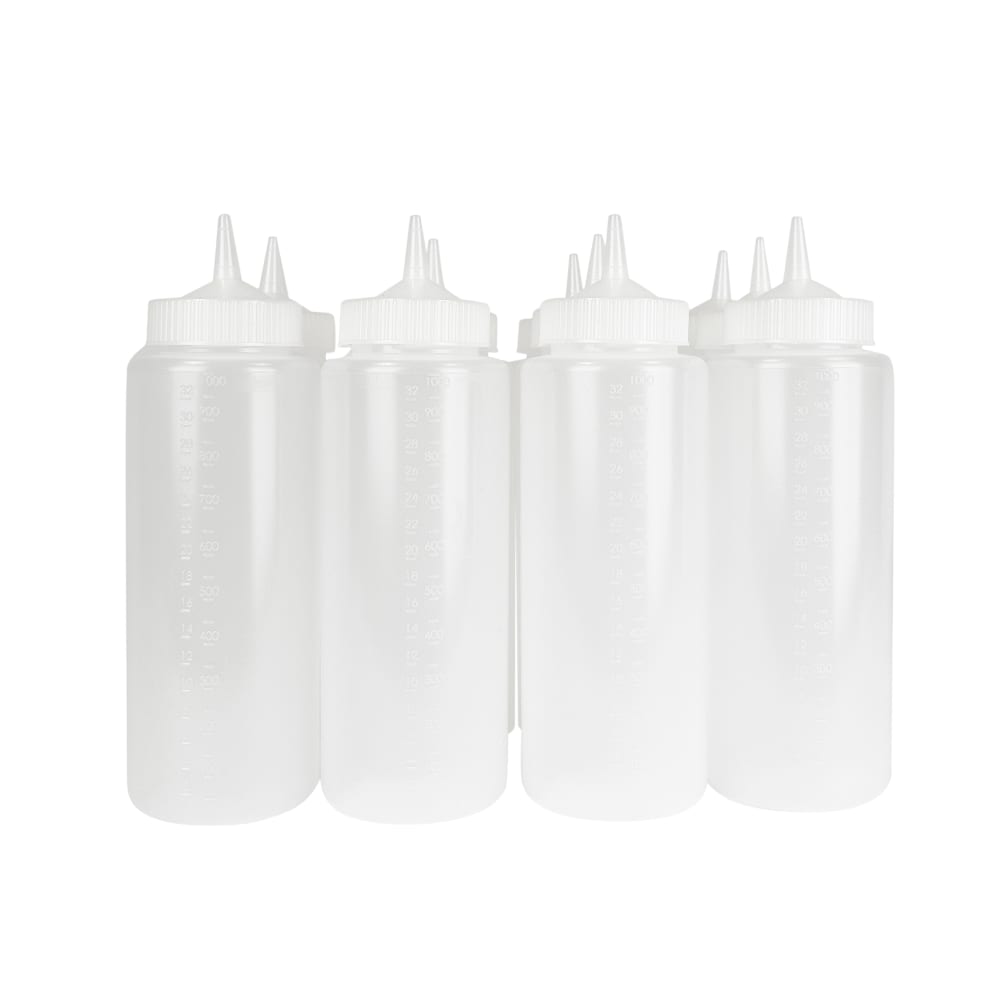 Vollrath 4932-13 32 oz Squeeze Bottle Dispenser - Wide Mouth, Clear with Clear Cap