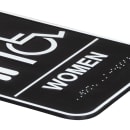 Vollrath 5630 6" x 9" Women/Accessible Sign - Braille, White on Black thumbnail 4