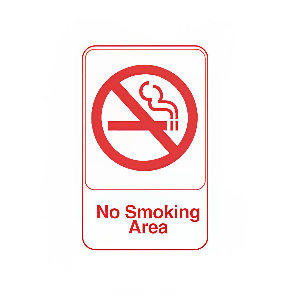 Vollrath 5643 6x9" No Smoking Area Sign - Red on White