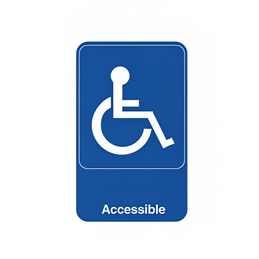 Vollrath 5644 Accessible Sign - 6" x 9", White on Blue