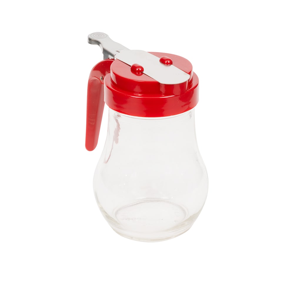 Vollrath 614-02 14 oz Dripcut® Teardrop Dripcut Server - Glass, Red Plastic Top